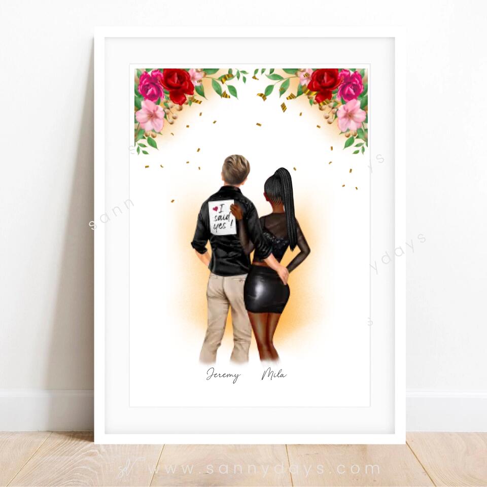 Koppel Verloving Bloemen - POSTER