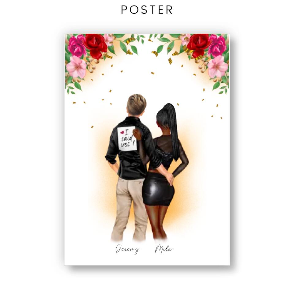 Koppel Verloving Bloemen - POSTER