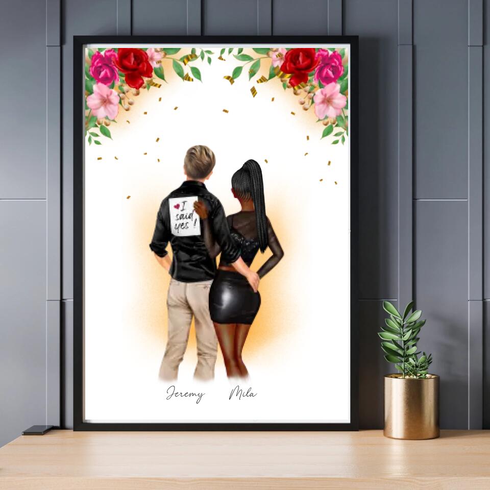Koppel Verloving Bloemen - POSTER