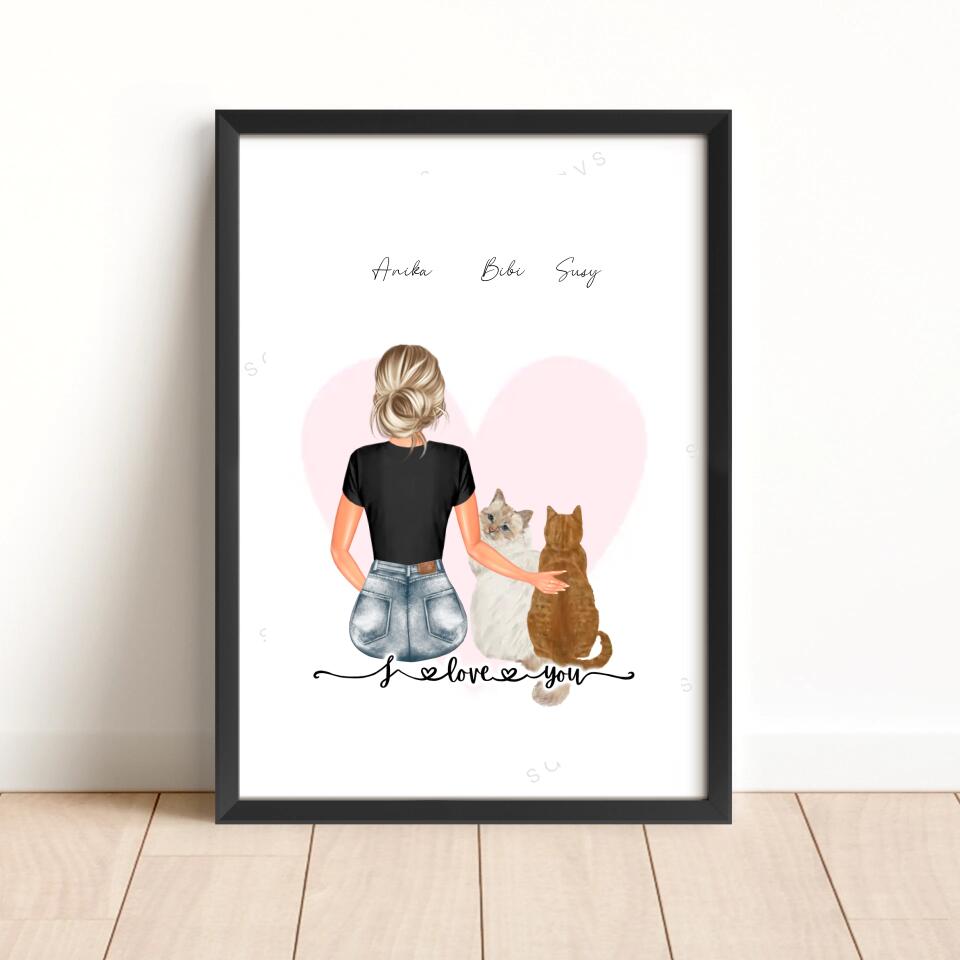 Vrouw Met 2 Katten - POSTER