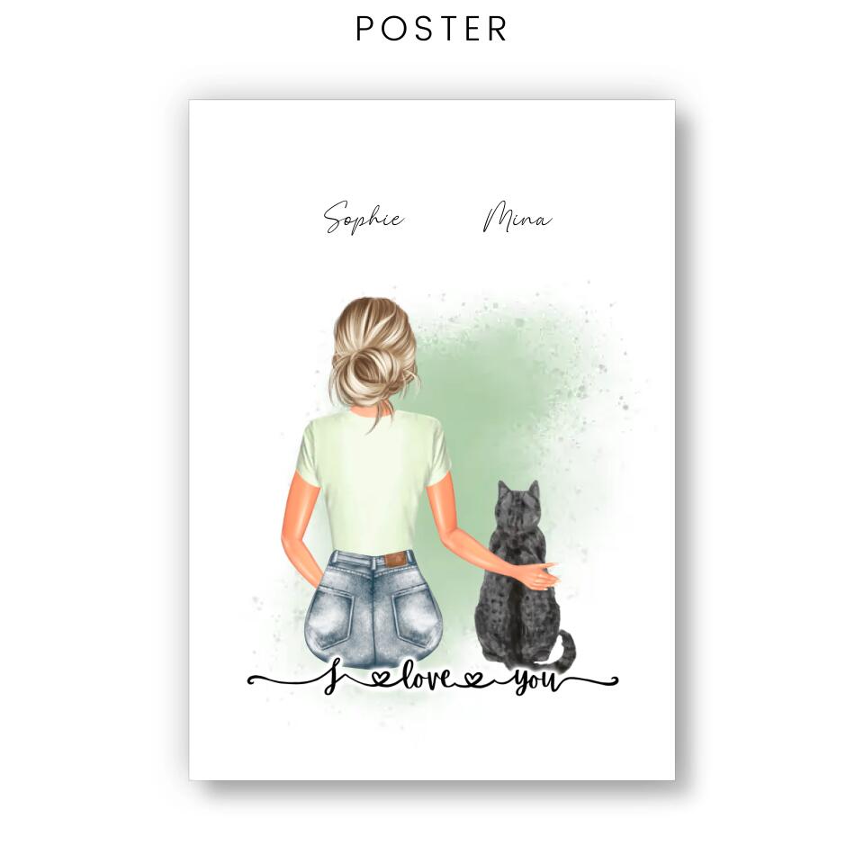 Vrouw Met 1 Kat - POSTER