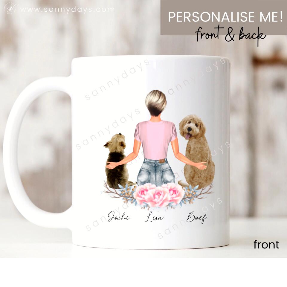 Woman With 2 Dogs - MUG