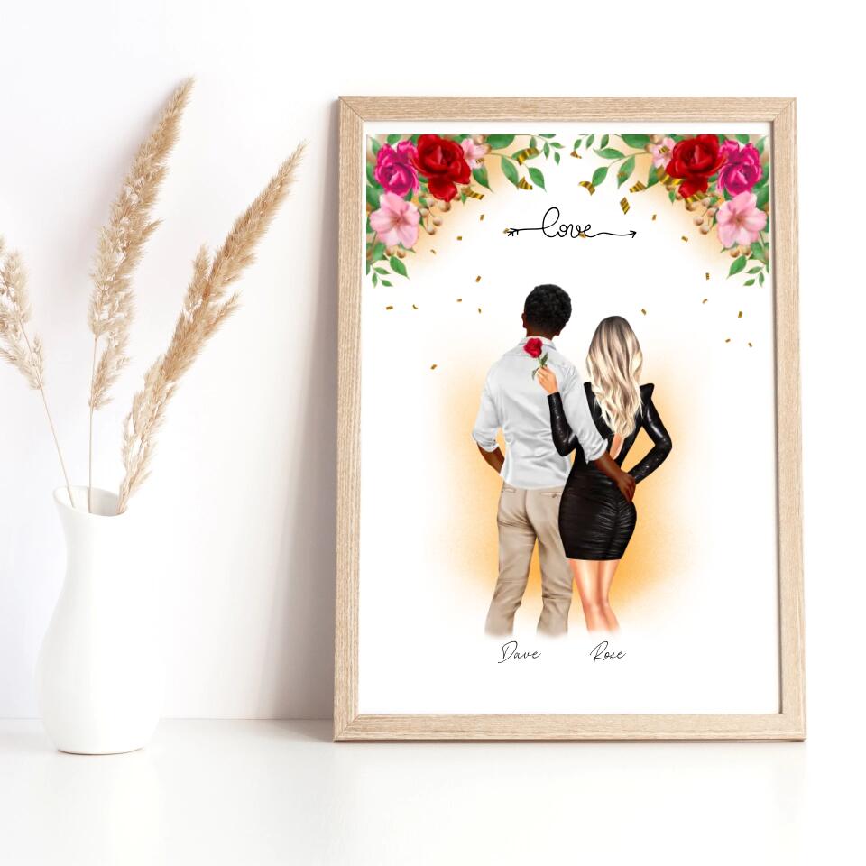 Koppel Liefde Bloemen - POSTER