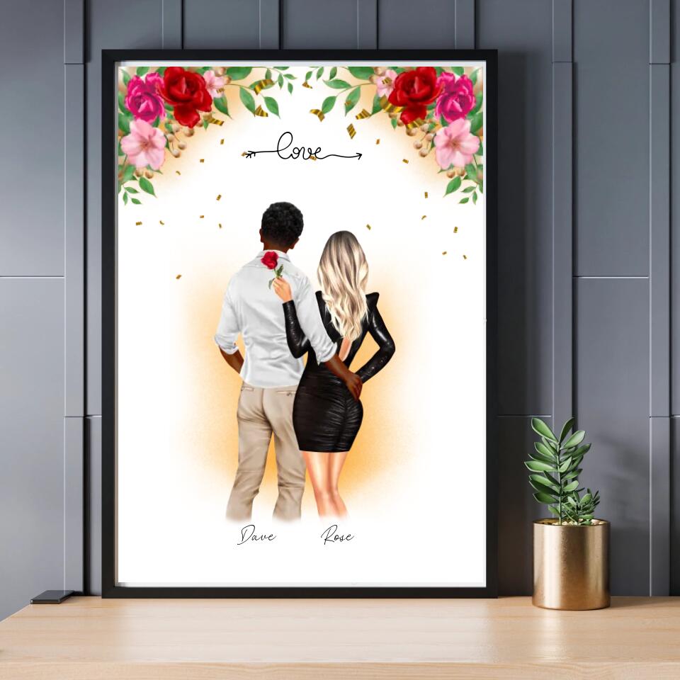 Koppel Liefde Bloemen - POSTER